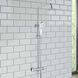 ENKI Dune Chrome Round Dual Thermostatic Handheld Shower Set 200mm