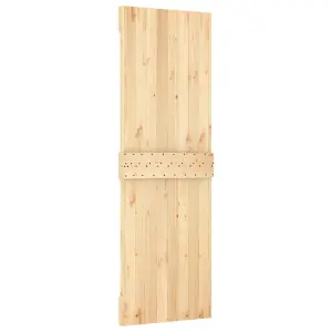 Berkfield Sliding Door with Hardware Set 80x210 cm Solid Wood Pine