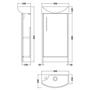 Juno 440mm Free-standing Cloakroom Vanity Autumn Oak