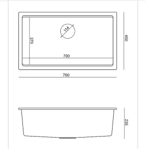 Quadron Logan 110 Workstation Sink Undermount, Black GraniteQ material