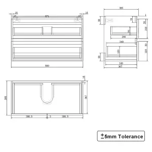 Rinse Bathrooms 800mm Bathroom Wall Hung Vanity Unit 2 Soft Close Drawers Basin Cabinet Storage Gloss White