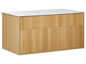 Bathroom Wall Mounted Cabinet 100 x 52 cm Light Wood BEXTI