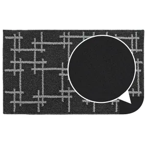 JVL Vector Machine Washable Latex Backed Doormat, 50x80cm, Black