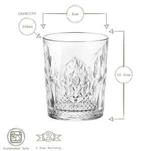 Bormioli Rocco - Bartender Stone Double Whisky Glasses - 390ml - Pack of 4