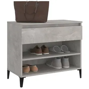 Berkfield Shoe Cabinet Concrete Grey 70x36x60 cm Engineered Wood