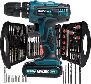 MYLEK 18V Cordless Drill Li-ion Electric Driver Set Also With 131 DIY Accessory Set