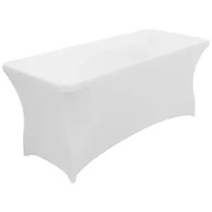 6ft Tight Fitted Tablecloth, Rectangle Spandex Patio Table Cover, White