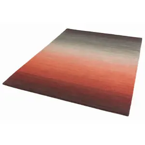 Orange Rust Handmade , Luxurious , Easy to Clean Modern , Plain , Wool Rug for Living Room, Bedroom - 160cm X 230cm