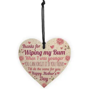 Red Ocean Novelty Mothers Day Gift From Daughter Son Funny Rude Cheeky Mum Gifts Wood Heart Plaque Gift For Mum