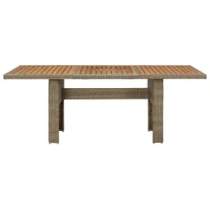 Berkfield Garden Dining Table Brown 200x100x74 cm Poly Rattan