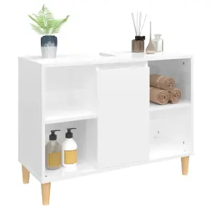 Berkfield Sink Cabinet High Gloss White 80x33x60 cm Engineered Wood