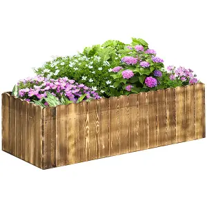 Outsunny 109L Raised Flower Bed Garden Container Box Planter Display Wood