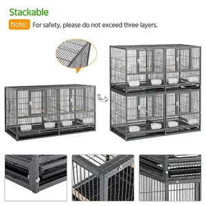 Yaheetech Black Stackable Wide Bird Cage Divided Breeder Cage