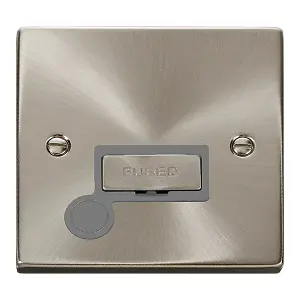 Satin / Brushed Chrome 13A Fused Ingot Connection Unit With Flex - Grey Trim - SE Home