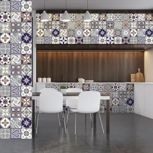 Walplus Denin Azulejo Victorian Combo Mix Tile Stickers