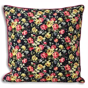 Paoletti Victoria Floral Piped Feather Filled Cushion