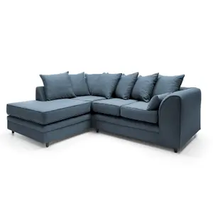 Darcy Corner Sofa Left Facing in Teal Linen Fabric