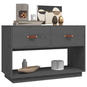 Berkfield TV Cabinet Grey 90x40x60 cm Solid Wood Pine