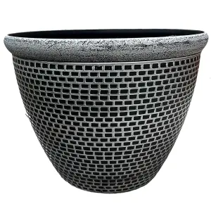 Silver Cromarty Plant Pot Large 36cm Plastic Round Flower Garden Patio Planter