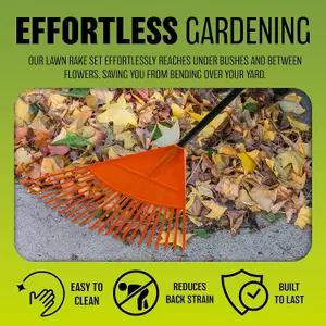 12 Tooth Leaf Rake Garden Lawn Grass Leaves Plastic Hand Held Wide Lightweight