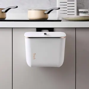 Hanging Trash Can with Lid Wall-mounted Compost Bin for Kitchen Cabinet Door Under Sink Waste Bin with Sliding Cover for Cupboard