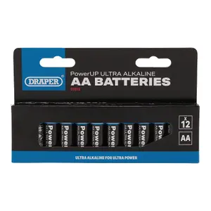 Draper PowerUP Ultra Alkaline AA Batteries (Pack of 12) 03972