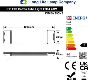 LED Slim Profile Ceiling Batten Light Opal Cover FB0, 4 Feet 40W FB04 | Panelhut