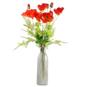 Pack of 6 x 100cm Artificial Poppy Stem - 2 Flowers