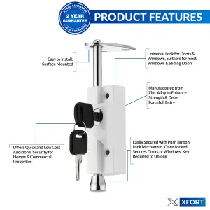 XFORT White Multi-Purpose Door Bolt