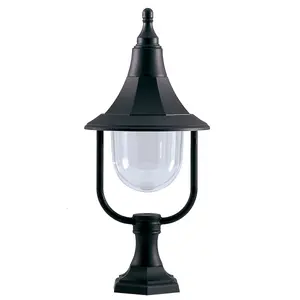 Elstead Shannon 1 Light Outdoor Coastal Pedestal Light Black Polycarbonate IP44, E27