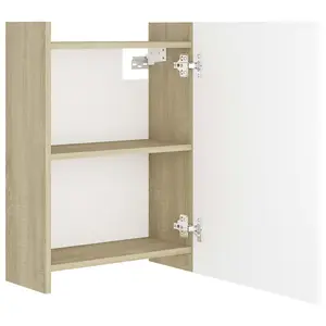 Berkfield Bathroom Mirror Cabinet White and Sonoma Oak 62.5x20.5x64 cm Engineered Wood