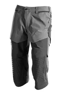 Mascot Customized Craftsmen's 3/4 Trousers with Kneepad Pockets - Stone Grey/Black  (30.5) (Leg Length - Regular)