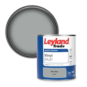 Leyland Trade Vinyl Matt Walls & Ceilings Emulsion Paint Dove Grey (00A05) 1L