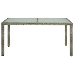 Berkfield Garden Table 150x90x75 cm Tempered Glass and Poly Rattan Grey