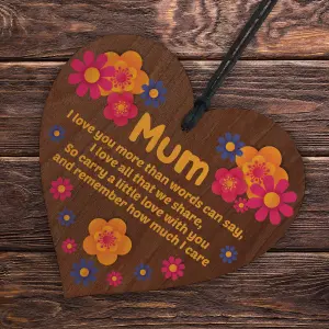 Red Ocean Beautiful Gift For Mum For Mothers Day Birthday Wooden Heart Sign Gifts From Daughter Son For Mum Mummy