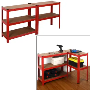 House of Home Heavy Duty Garage Shelving Unit - 5 MDF Shelves - 875 kg Max Load Units - Red - 30 x 70 x 150 (cm)