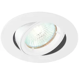 TILTING Round Recess Ceiling Down Light Gloss White 95mm Flush GU10 Lamp Fitting