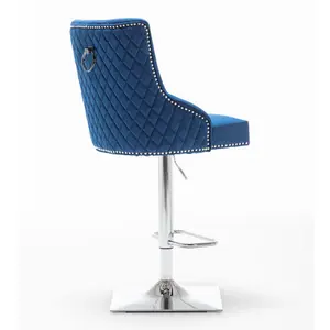 Portland Swivel Upholstered Adjustable Height Counter Stool with Metal Frame Blue