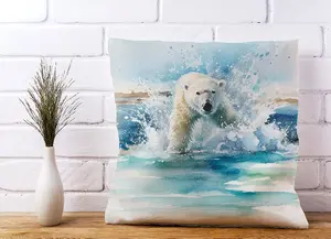 Hunting Polar Bear Watercolour Cushions 45cm x 45cm