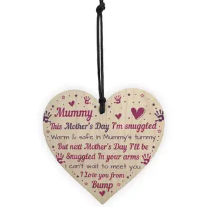 Red Ocean Mummy To Be Gifts Novelty Mothers Day Gift From Bump Wooden Heart Sign Mum Gifts From Baby Daughter Son