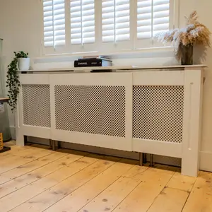 Jack Stonehouse White Painted Lattice Radiator Cover - Adjustable