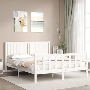 Berkfield Bed Frame with Headboard White 160x200 cm Solid Wood