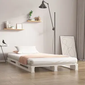 Berkfield Pallet Bed White 75x190 cm Small Single Solid Wood Pine