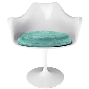 White Tulip Armchair with Luxurious Turquoise Cushion