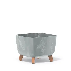 Low Planter Flower Pot with Legs Insert Square Decorative Indoor Outdoor Concrete Medium