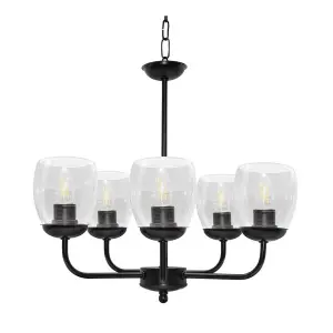 Luminosa Allena Multi Arm Pendant Ceiling Light Black, Transparent 50cm