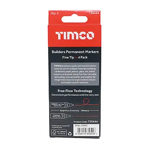 TIMCO Builders Permanent Markers Fine Tip Mixed Colours - Fine Tip