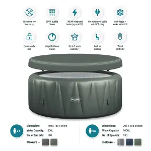 Wave Atlantic, 6-Person Inflatable Hot Tub, Integrated Heater, Sage