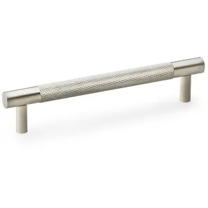 Knurled T Bar Door Pull Handle - Satin Nickel - 128mm Centres Premium Drawer