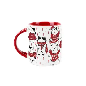 Purely Home Novelty Cat Mug and Spoon Set - Ceramic Cup Christmas Gifts for Cat Lovers